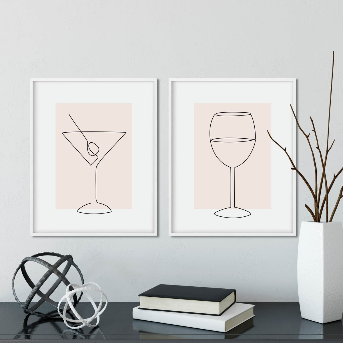 Martini Glass Line Drawing Print: Modern Art Prints by Culver and