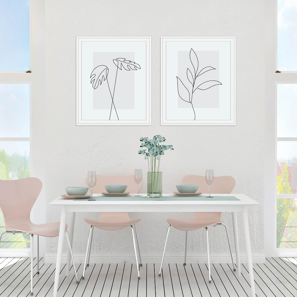 Set of Two Plant Line Art Prints: Modern Art Prints by Culver and Cambridge