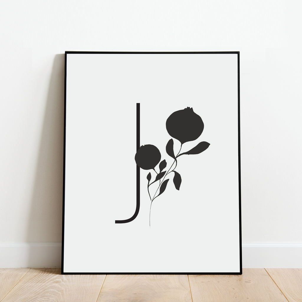 Boho Letter J Print, Modern and Minimalist Wall Art by Culver and Cambridge