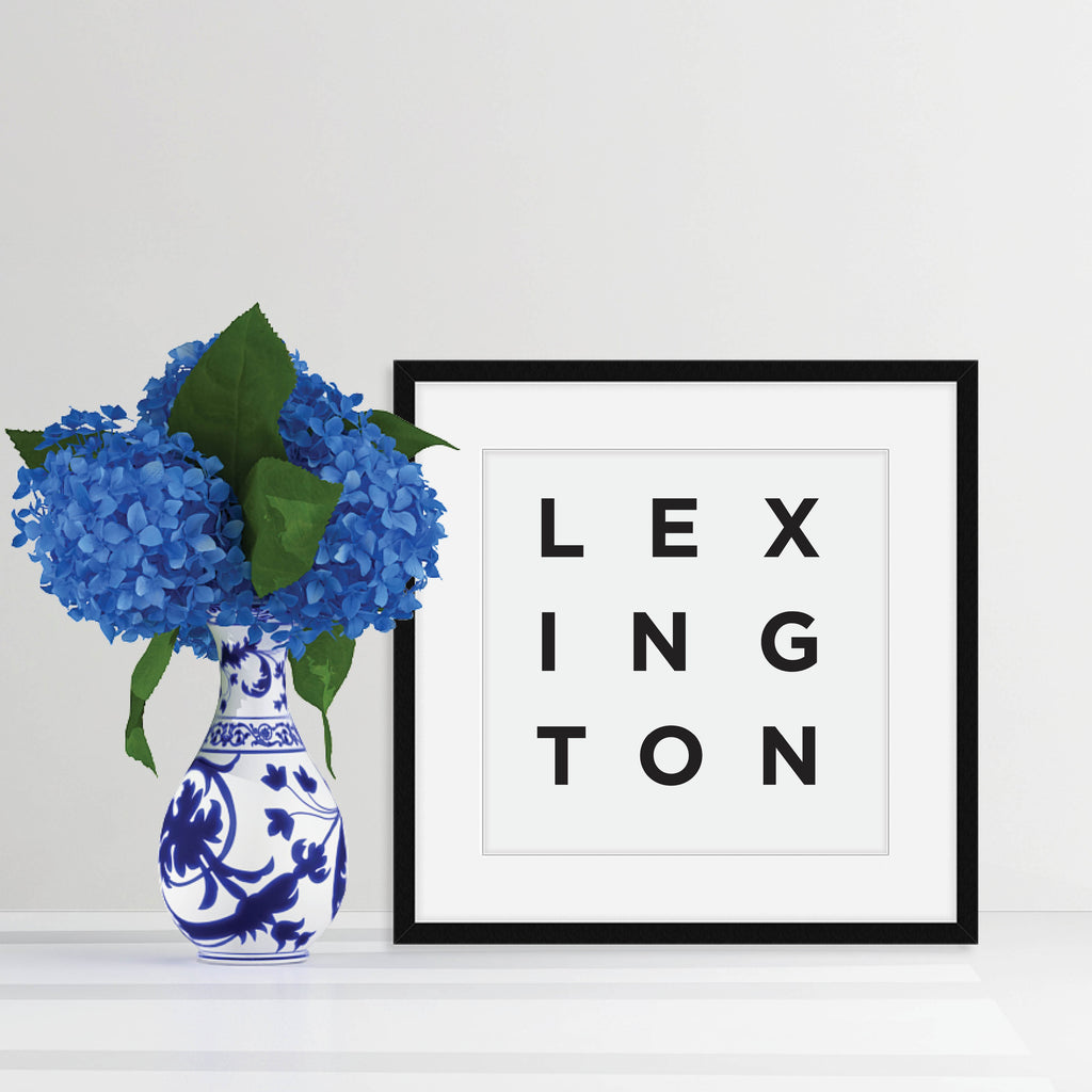 Minimalist Lexington Print, a black and white city poster by Culver and Cambridge