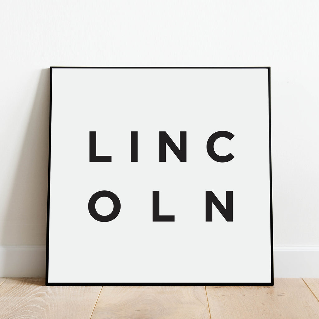 Minimalist Lincoln Print, a black and white city poster by Culver and Cambridge