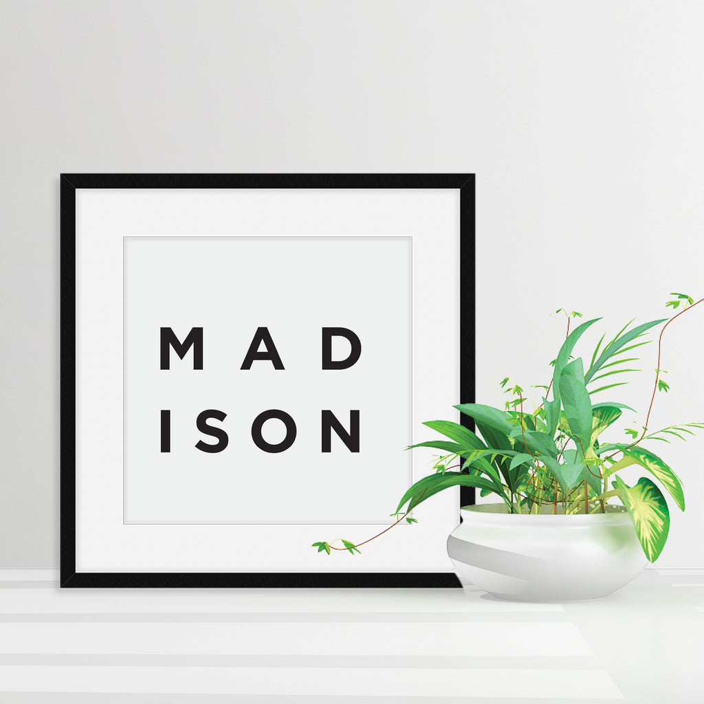 Minimalist Madison Print, a black and white city poster by Culver and Cambridge