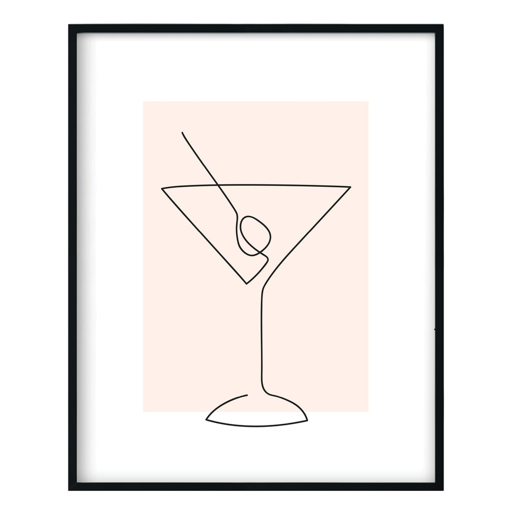 Martini Glass Line Drawing Print