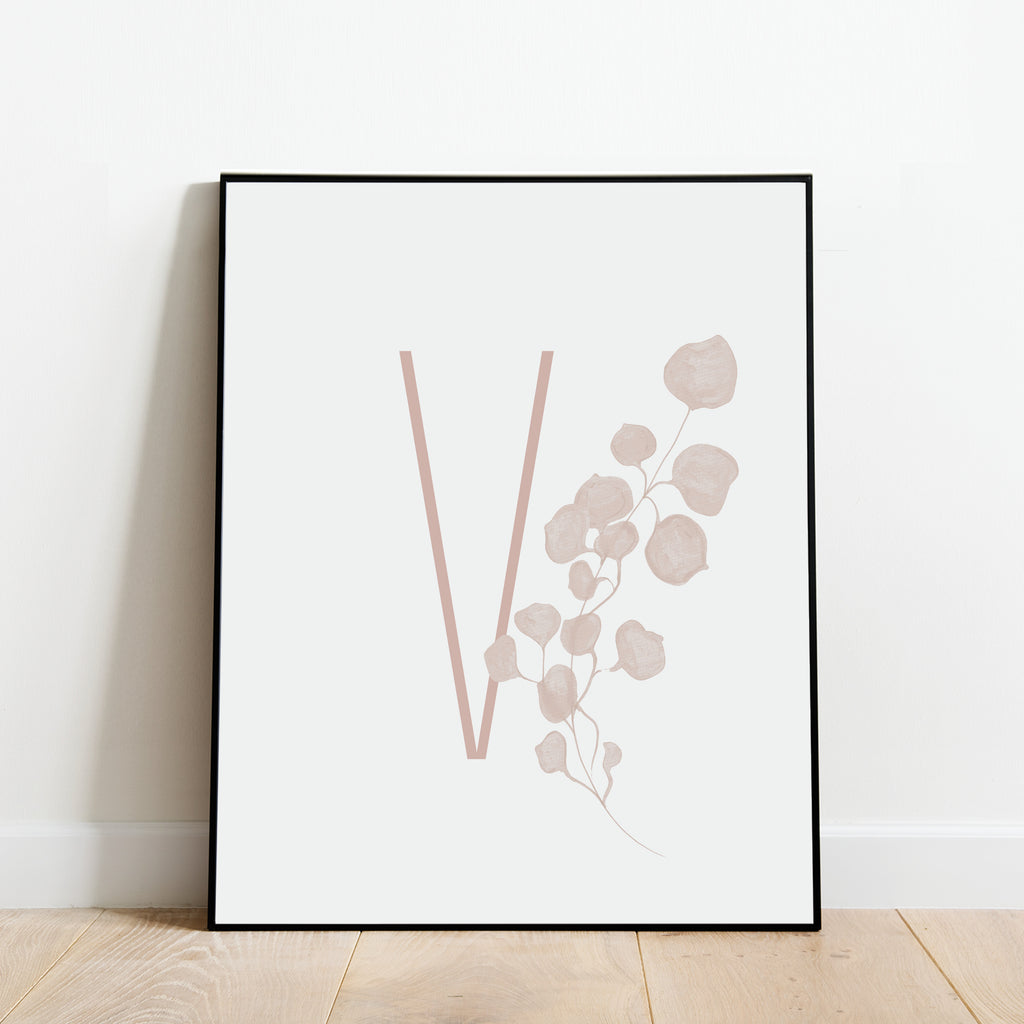 Boho Letter V Print, Modern and Minimalist Wall Art by Culver and Cambridge