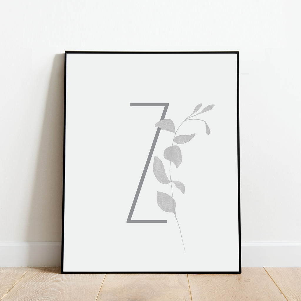 Boho Letter Z Print, Modern and Minimalist Wall Art by Culver and Cambridge