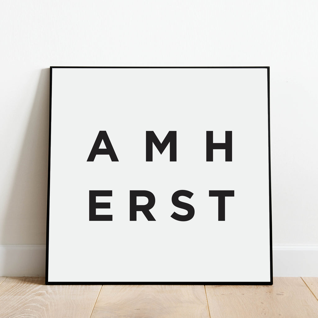 Minimalist Amherst Print, a black and white city poster by Culver and Cambridge