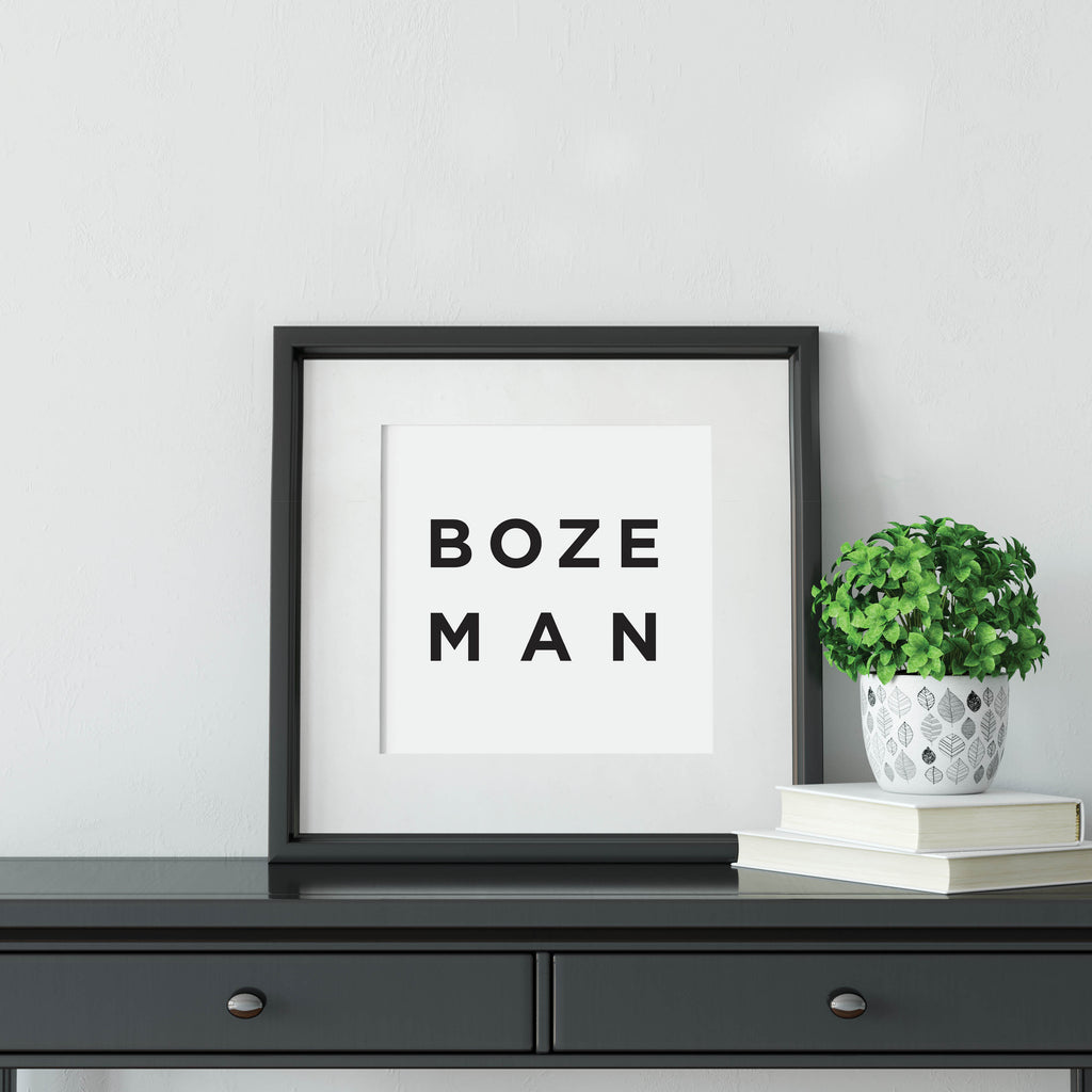 Minimalist Bozeman Print, a black and white city poster by Culver and Cambridge