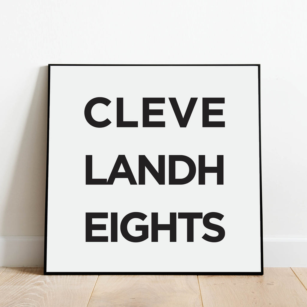 Minimalist Cleveland Heights Ohio Print, a black and white city poster by Culver and Cambridge