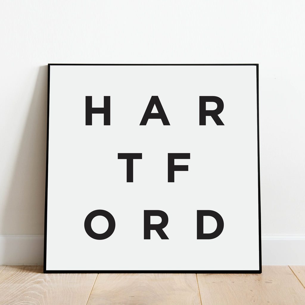 Minimalist Hartford Print, a black and white city poster by Culver and Cambridge