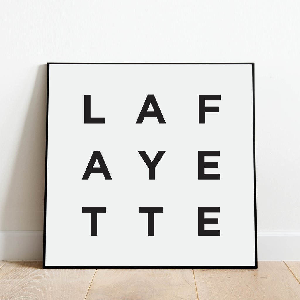 Minimalist Lafayette Print, a black and white city poster by Culver and Cambridge