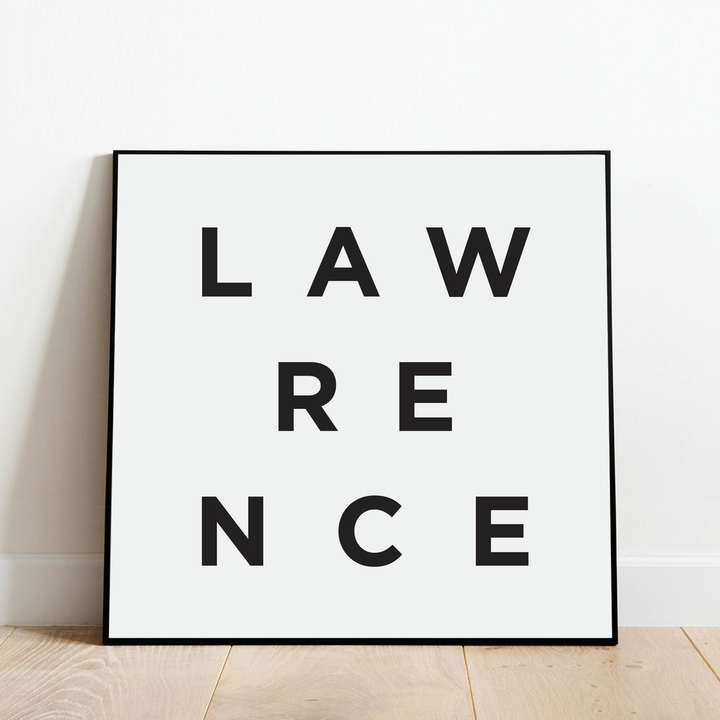 Minimalist Lawrence Print, a black and white city poster by Culver and Cambridge