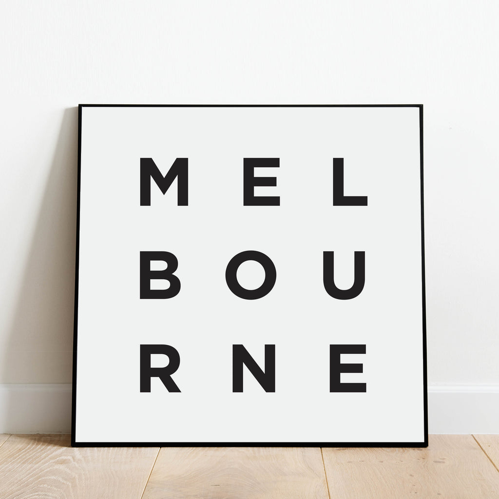 Minimalist Melbourne Print, a black and white city poster by Culver and Cambridge
