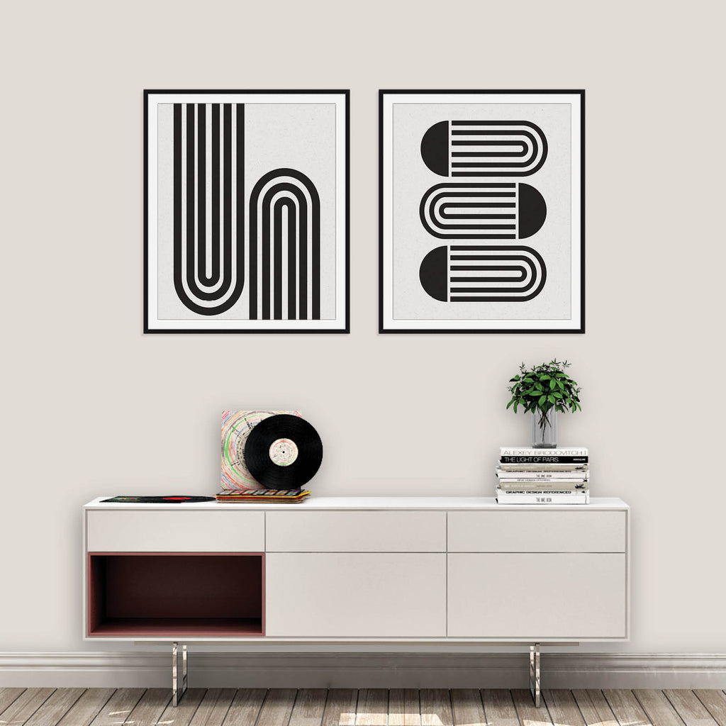 Set of Two Mid Century Modern Abstract Prints: Modern Art Prints by Culver and Cambridge