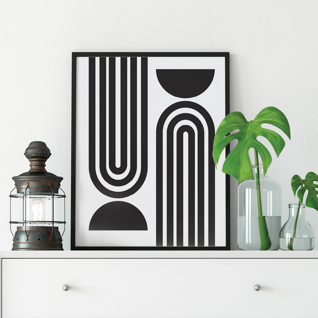 Half Moon and Rainbow Mid Century Modern Abstract Print: Modern Art Prints by Culver and Cambridge