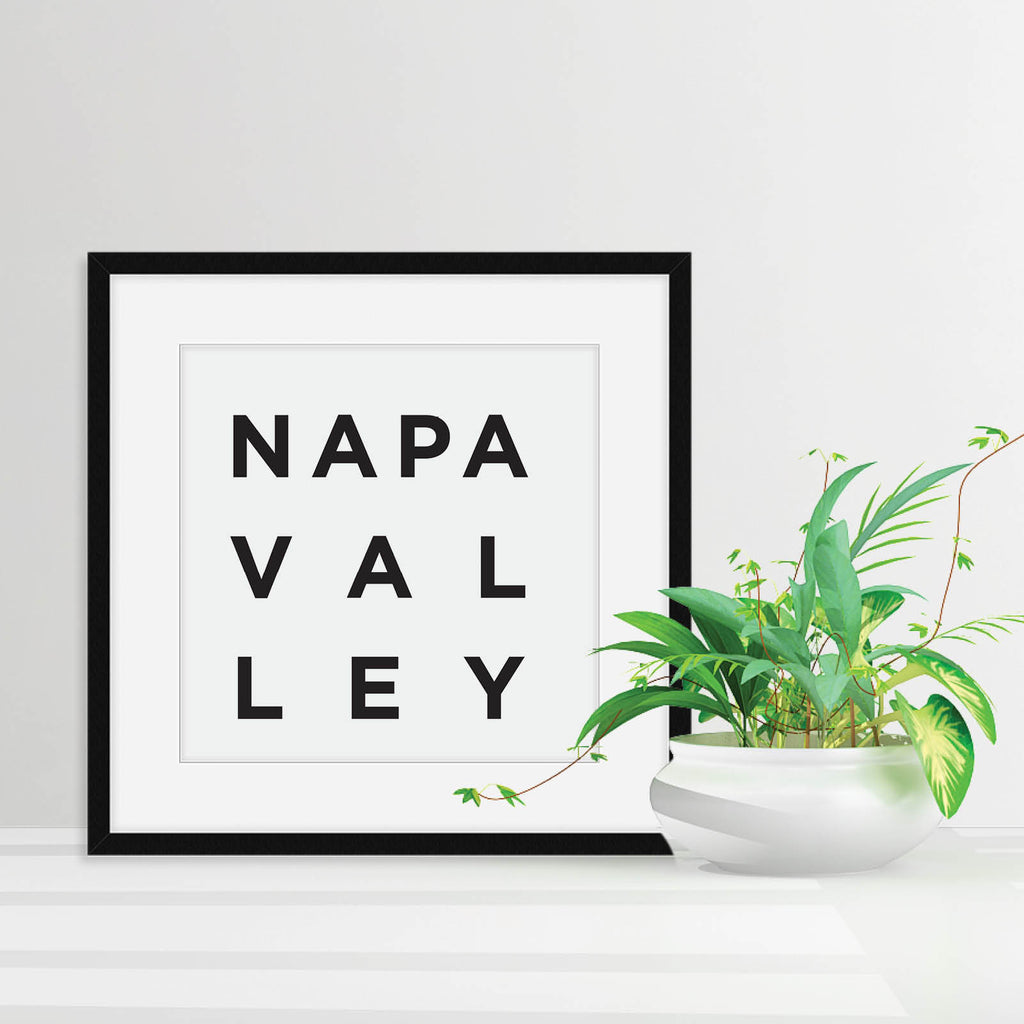 Minimalist Napa Valley Print, a black and white wine poster by Culver and Cambridge