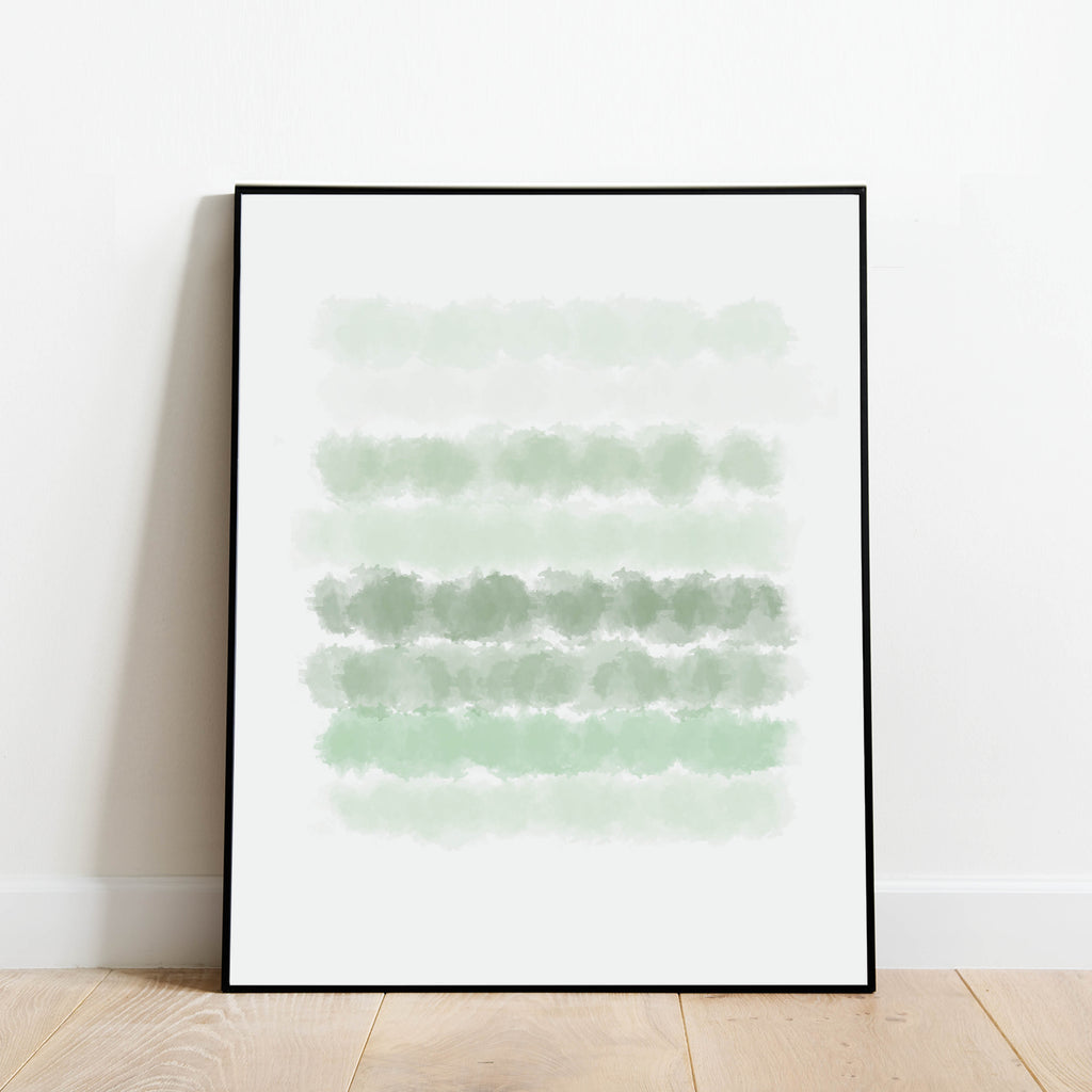Shades of Green Watercolor Print: Modern Art Prints by Culver and Cambridge