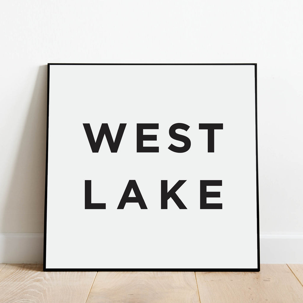 Minimalist Westlake Ohio Print, a black and white city poster by Culver and Cambridge