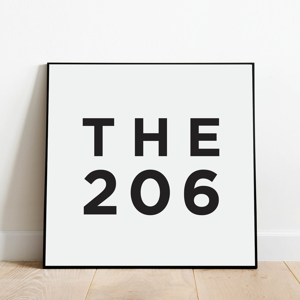 The 206 - Seattle Area Code Print: Modern Art Prints by Culver and Cambridge