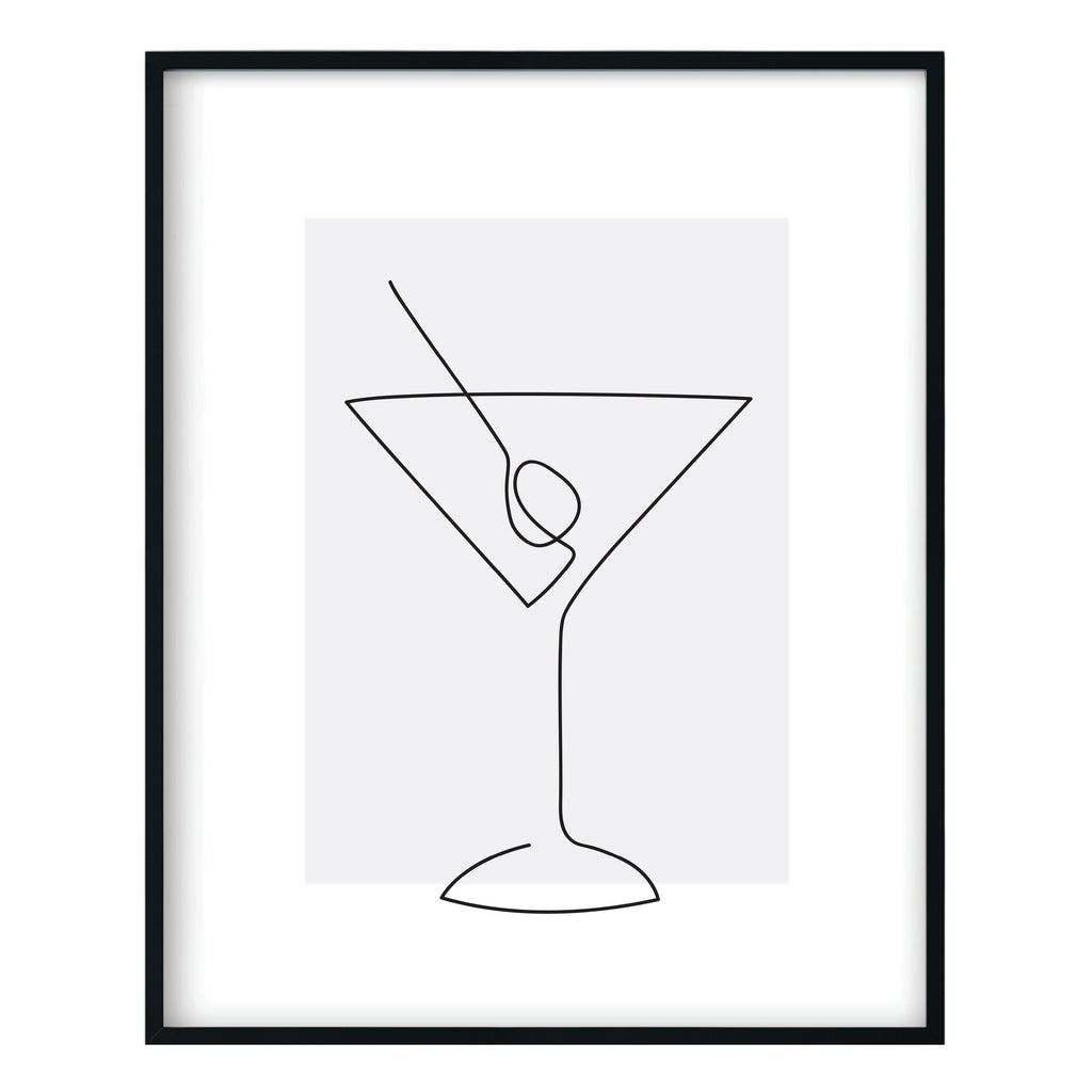 Martini Glass Line Drawing Print