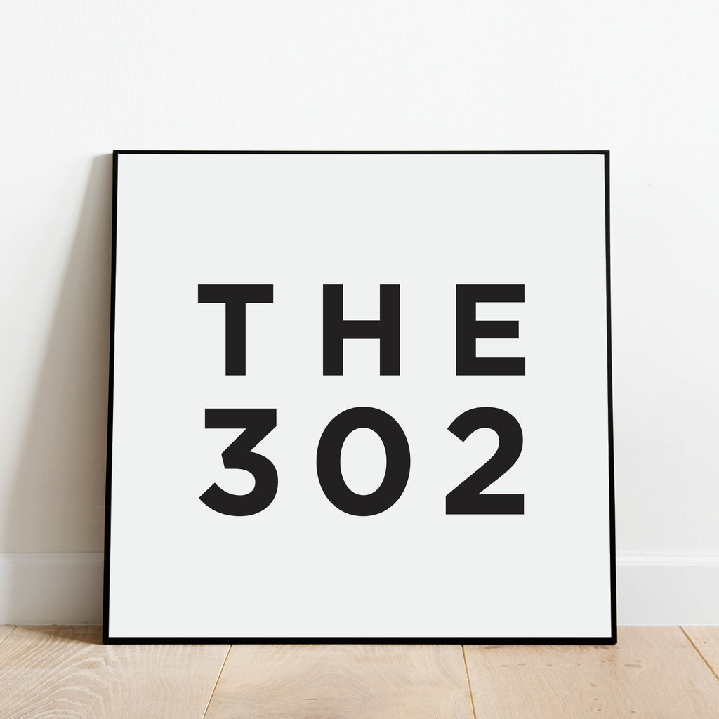 The 302 - Delaware Area Code Print: Modern Art Prints by Culver and Cambridge