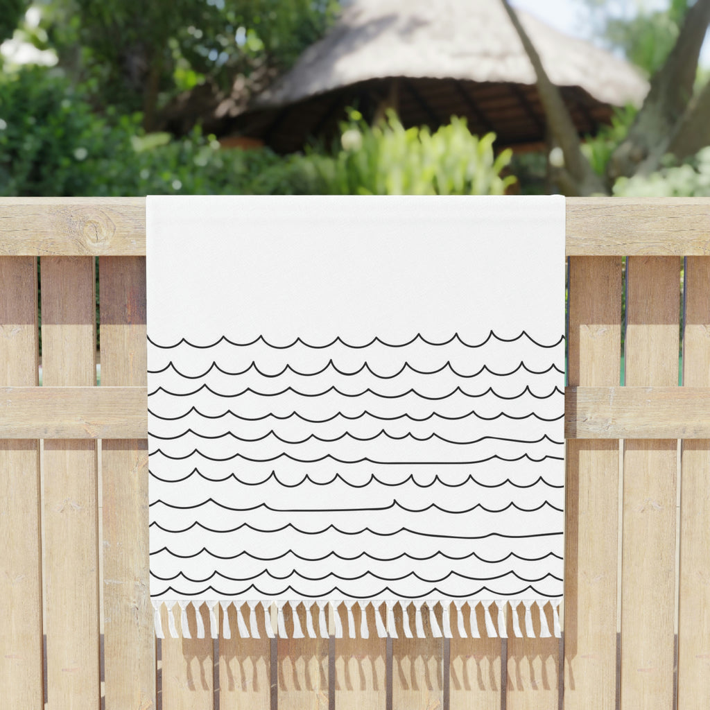 Black and White Linear Waves Woven Throw - Culver and Cambridge - Minimalist Home Decor