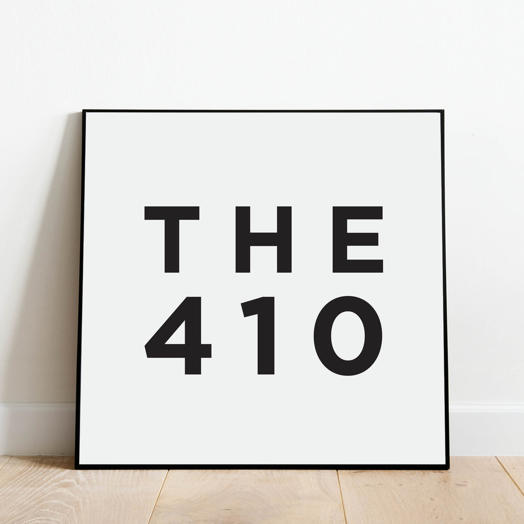 The 410 - Baltimore Area Code Print: Modern Art Prints by Culver and Cambridge