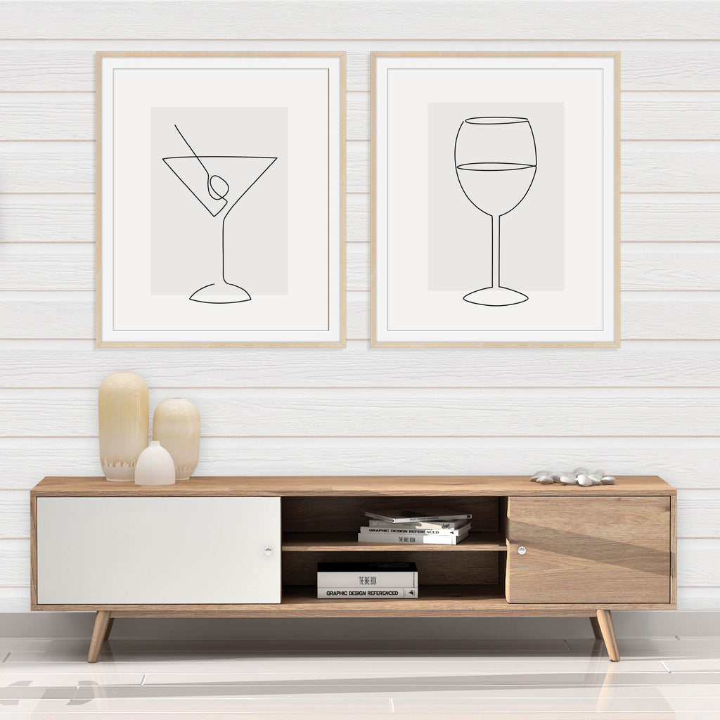 Set of Two Bar Line Art Prints: Modern Art Prints by Culver and Cambridge