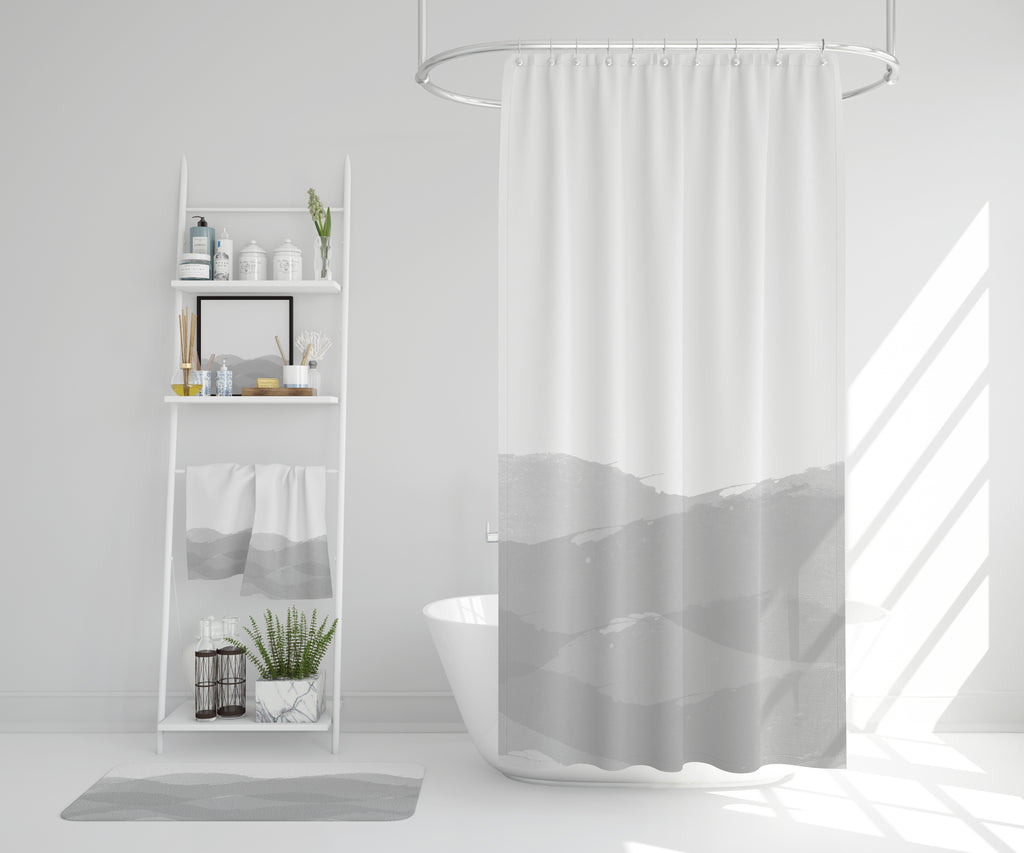 Minimalist Grey Watercolor Shower Curtain
