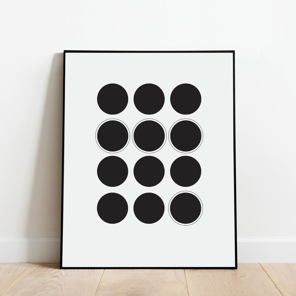 Black and White Circles Abstract Print: Modern Art Prints by Culver and Cambridge