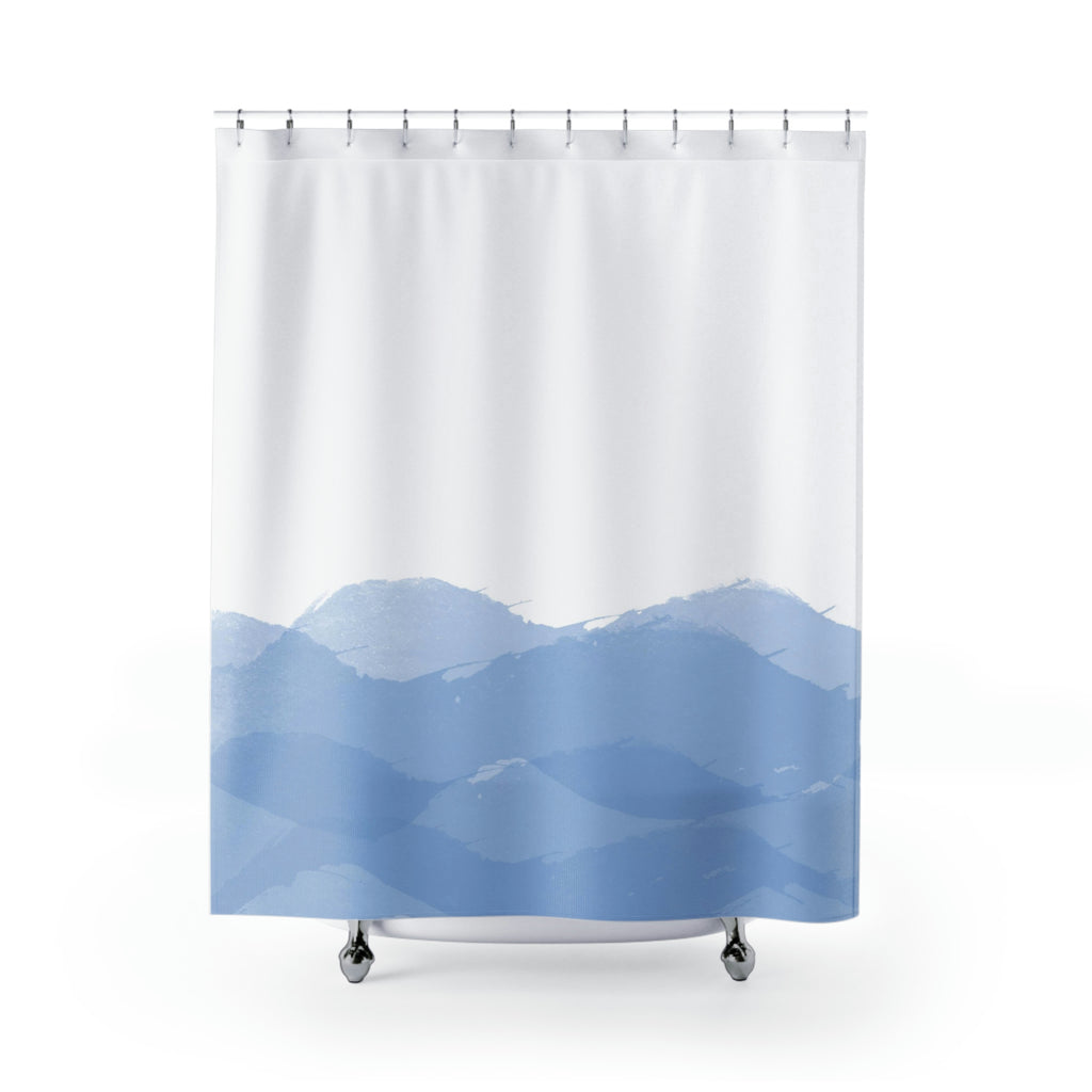 Minimalist Blue Watercolor Shower Curtain - Culver and Cambridge - Minimalist Home Decor