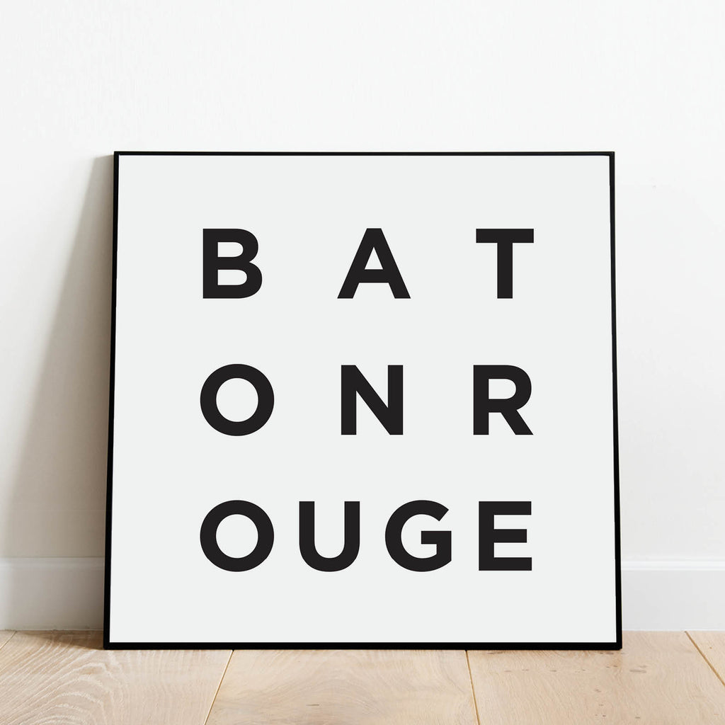 Minimalist Baton Rouge Print, a black and white city poster by Culver and Cambridge