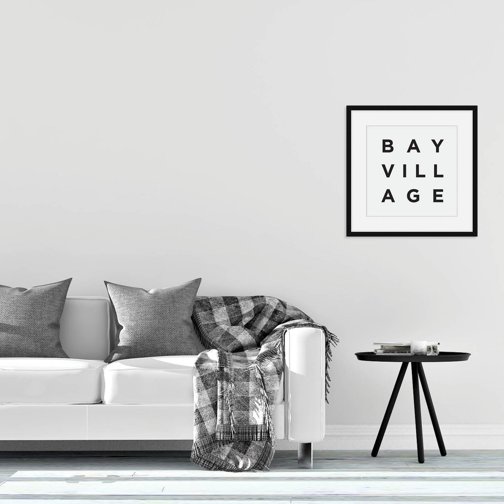 Minimalist Bay Village Ohio Print, a black and white city poster by Culver and Cambridge