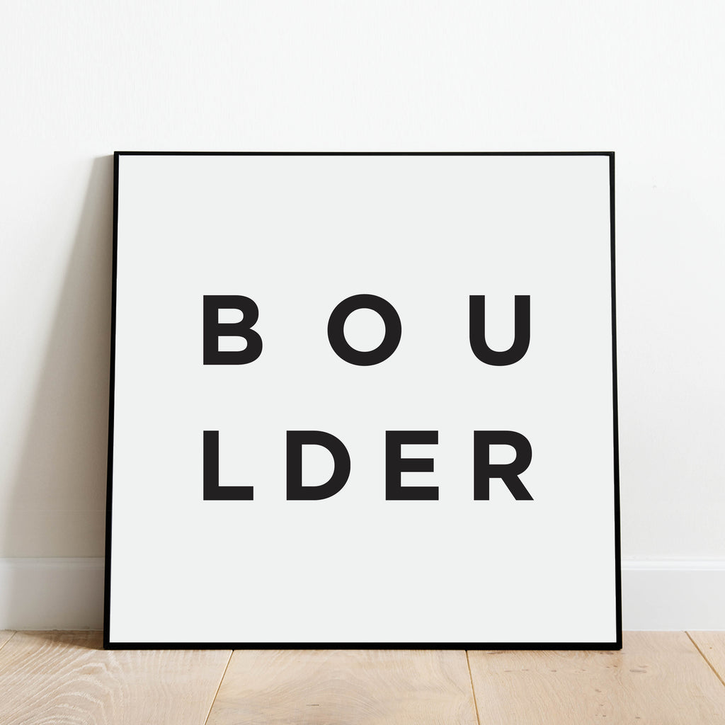 Minimalist Boulder Print, a black and white city poster by Culver and Cambridge