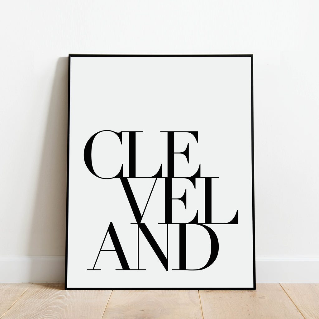 Serif Cleveland Print: Modern Black and White Art by Culver and Cambridge