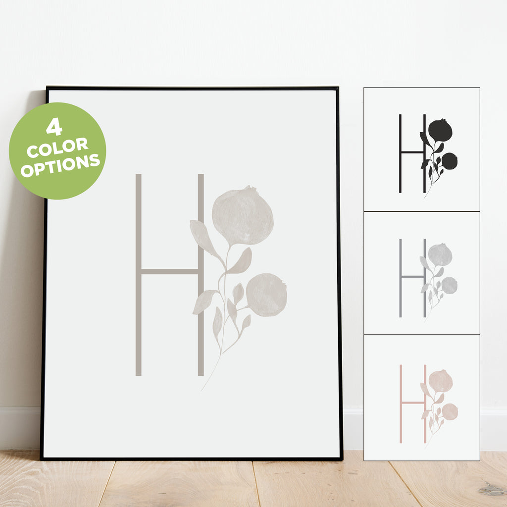 Boho Letter H Print, Modern and Minimalist Wall Art by Culver and Cambridge