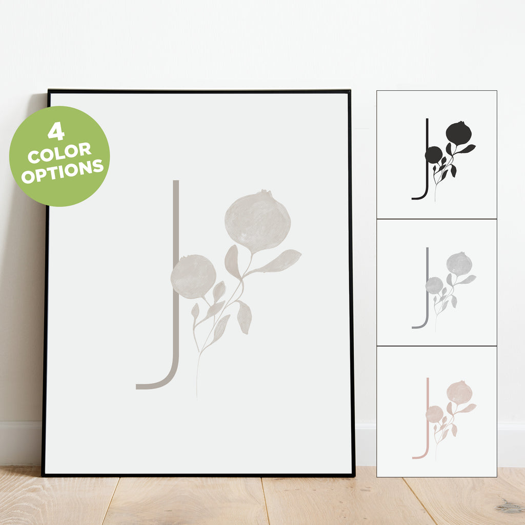 Boho Letter J Print, Modern and Minimalist Wall Art by Culver and Cambridge