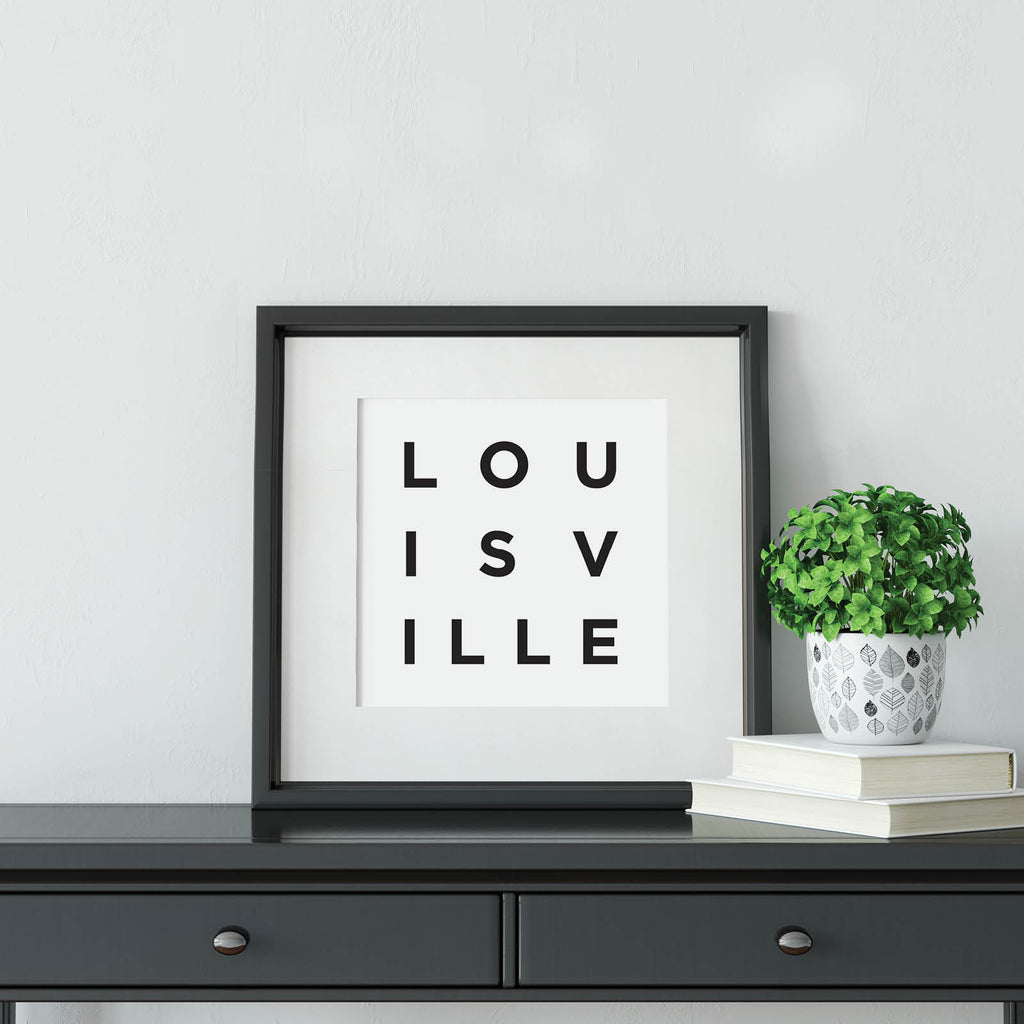 Minimalist Louisville Print, a black and white city poster by Culver and Cambridge