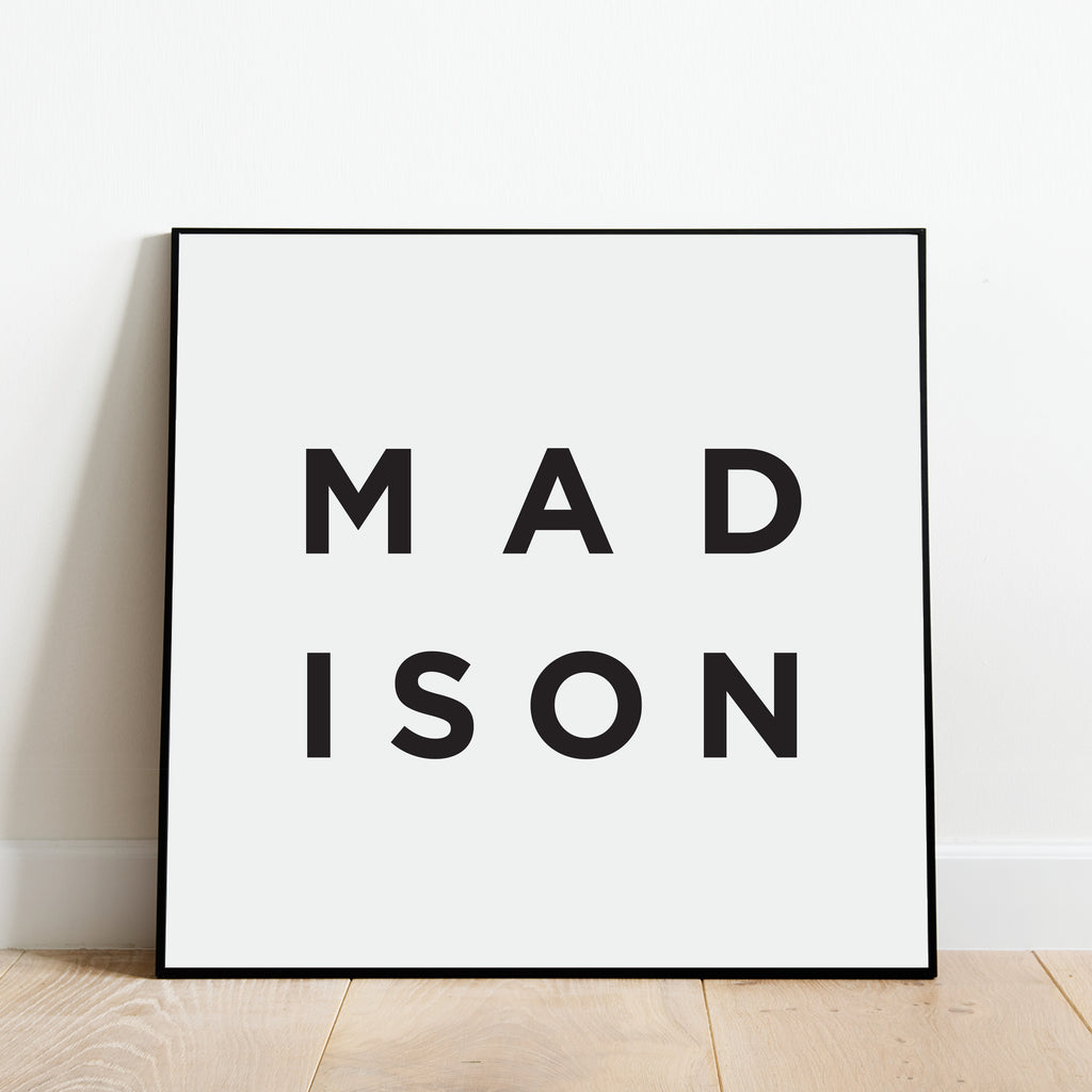 Minimalist Madison Print, a black and white city poster by Culver and Cambridge