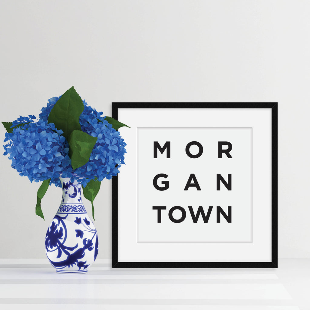 Minimalist Morgantown Print, a black and white city poster by Culver and Cambridge
