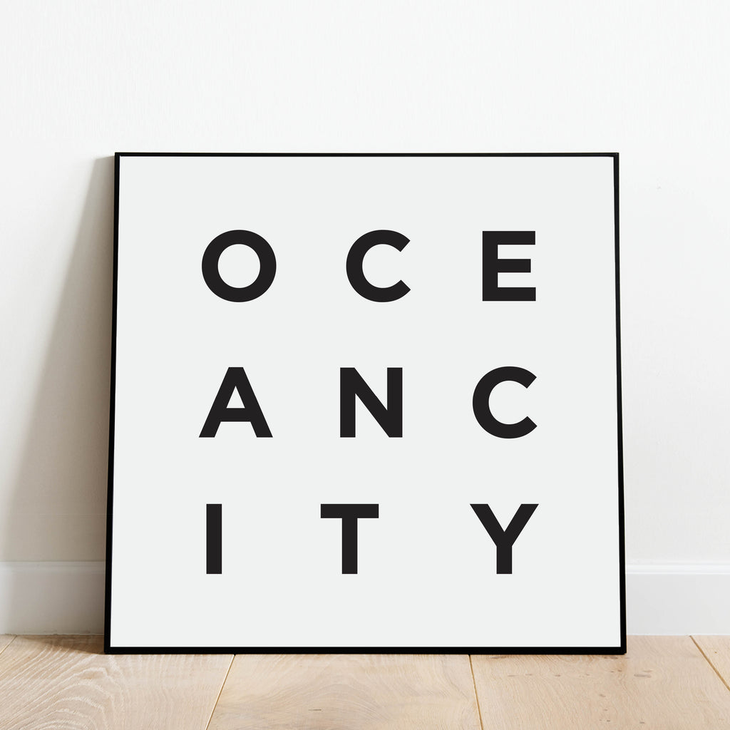 Minimalist Ocean City Print, a black and white city poster by Culver and Cambridge
