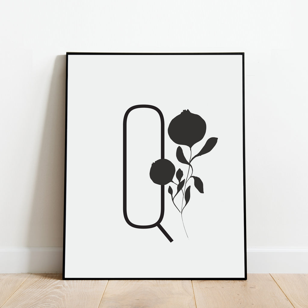 Boho Letter Q Print, Modern and Minimalist Wall Art by Culver and Cambridge