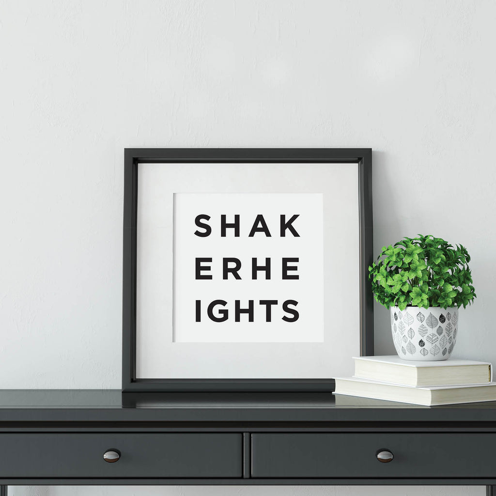 Minimalist Shaker Heights Ohio Print, a black and white city poster by Culver and Cambridge