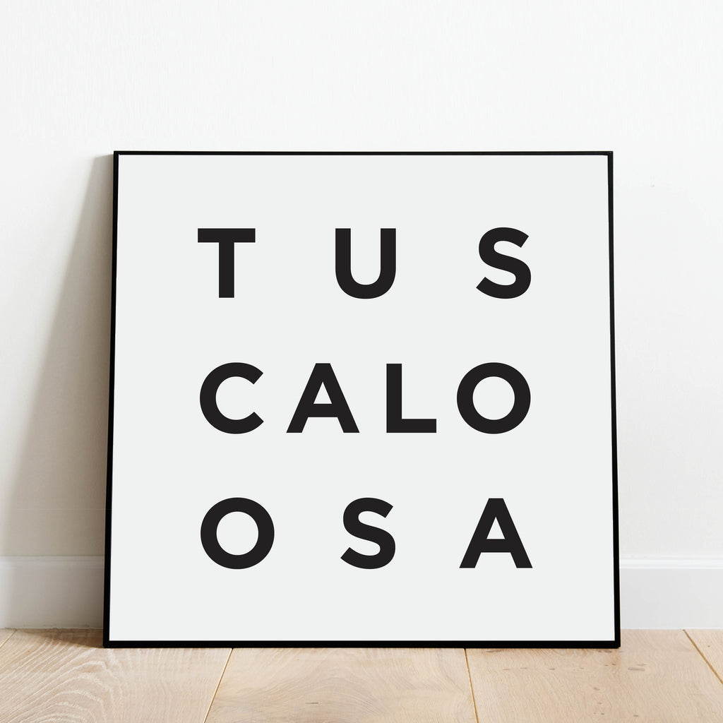 Minimalist Tuscaloosa Print, a black and white city poster by Culver and Cambridge