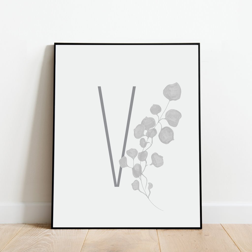 Boho Letter V Print, Modern and Minimalist Wall Art by Culver and Cambridge