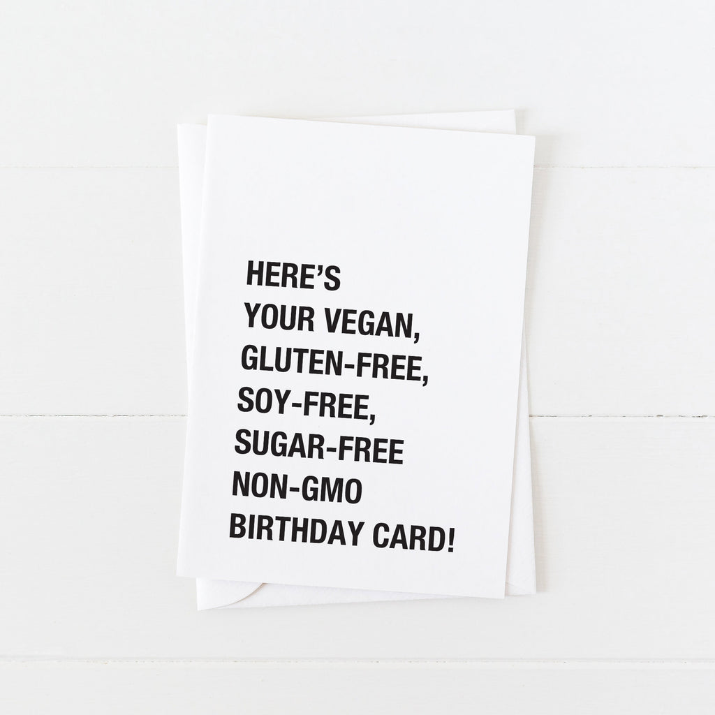 Vegan Birthday Card: Here's Your Vegan Gluten-Free Card: Modern Greeting Cards by Culver and Cambridge
