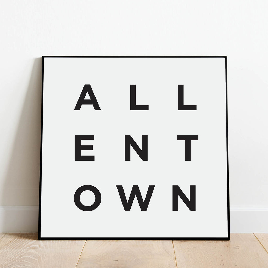 Minimalist Allentown Print, a black and white city poster by Culver and Cambridge