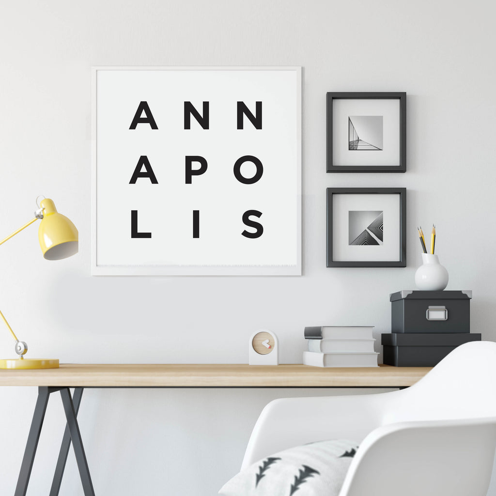 Minimalist Annapolis Print, a black and white city poster by Culver and Cambridge