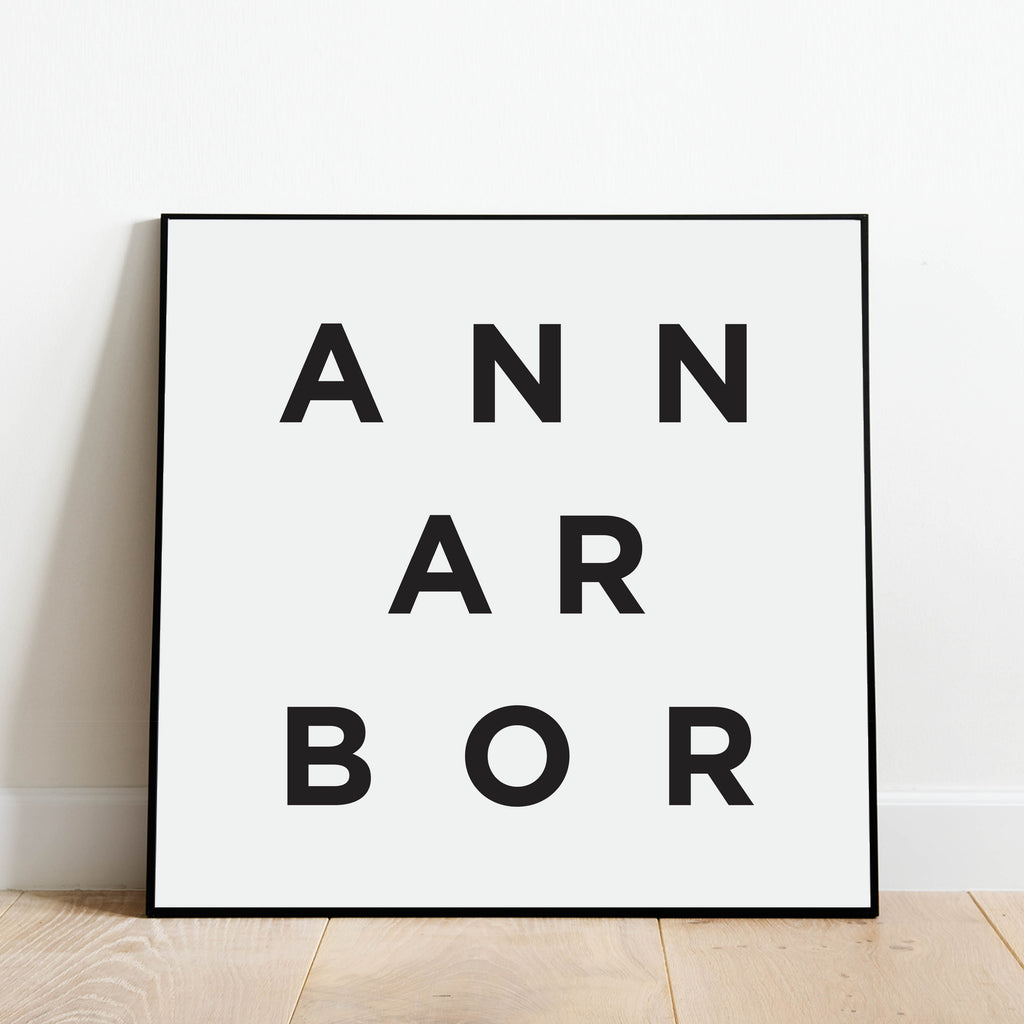 Minimalist Ann Arbor Print, a black and white city poster by Culver and Cambridge