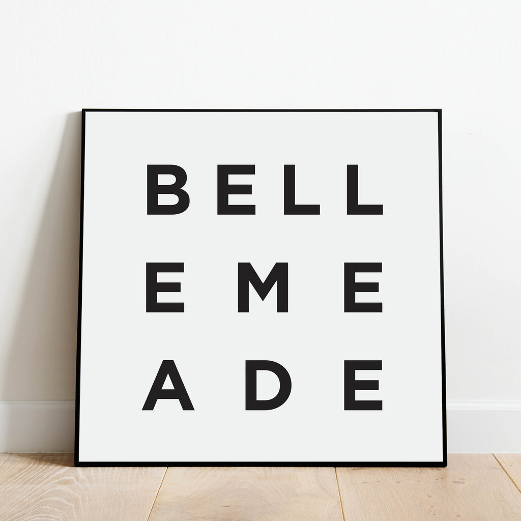 Minimalist Belle Meade Print, a black and white city poster by Culver and Cambridge