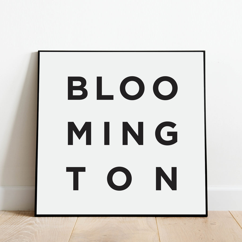 Minimalist Bloomington Print, a black and white city poster by Culver and Cambridge